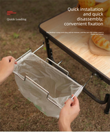 2 PCS Portable Folding Trash Bag Holder Stand Stainless Steel Garbage Bag Rack for Camping Picnic Kitchen and Student Desk Natural Finish - Top-Down View