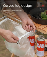 2 PCS Portable Folding Trash Bag Holder Stand Stainless Steel Garbage Bag Rack for Camping Picnic Kitchen and Student Desk Natural Finish