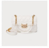 Quilted Chain Crossbody Bag for Women Classic White Shoulder Underarm Bag Elegant Designer Style Luxury Texture Versatile Daily Handbag