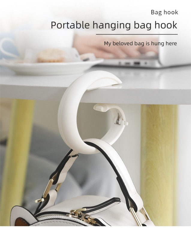 2 PCS Portable Purse Bag Hook Hanger Table Edge Holder Cherry Blossom Pink Foldable Non-Slip Clip for School Desk Office & Cafe