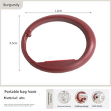 2 PCS Portable Purse Bag Hook Hanger Table Edge Holder Burgundy Foldable Non-Slip Clip for School Desk Office & Cafe