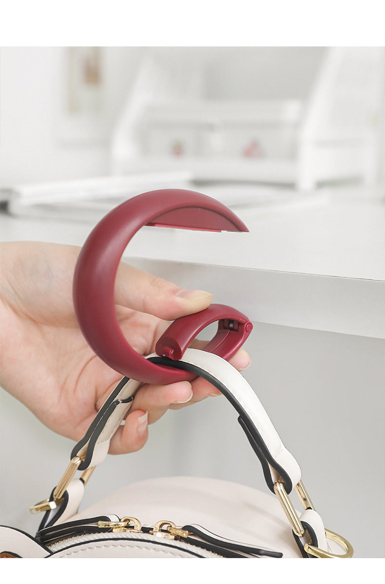 2 PCS Portable Purse Bag Hook Hanger Table Edge Holder Burgundy Foldable Non-Slip Clip for School Desk Office & Cafe