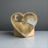 Handcrafted Heart Shaped Wooden Prayer Bowl with Prayer Cards and Raffia Natural Wood Grain Spiritual Gift for Home - Side View