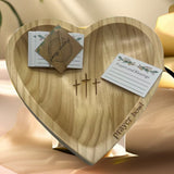 Handcrafted Heart Shaped Wooden Prayer Bowl with Prayer Cards and Raffia Natural Wood Grain Spiritual Gift for Home