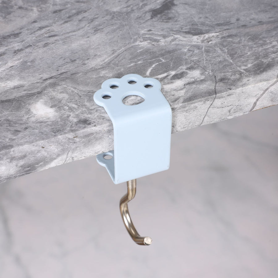 Macaron Paw Table Side Hook 2-Piece Set Adjustable Desk Hanging Clamp No-Drill Portable Bag Hook Light Blue