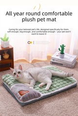 Thickened Pet Sofa Bed L Size 60x40cm Grey Dog Mat with Integrated Pillow Soft Washable Sleeping Pad for Dogs and Cats All Season Comfort - Front View