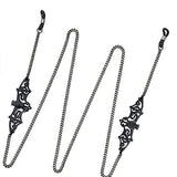 Black Hollow Bat Eyewear Chain 70cm Anti-Slip Glasses Strap with White K Clasp Decorative Sunglasses Holder for Women - Front View