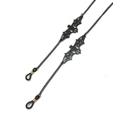 Black Hollow Bat Eyewear Chain 70cm Anti-Slip Glasses Strap with Gold Clasp Decorative Sunglasses Holder for Women