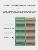 Outdoor Camping Self-Inflatable Air Mattress Portable Foot Press Beach Picnic Mat Foldable TPU Sleeping Pad Black and Grey - Side View