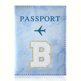 Fashion Initial Letter Passport Holder Stylish Travel Wallet Cover with Alphabet Pattern – Design B