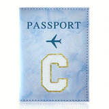 Fashion Initial Letter Passport Holder Stylish Travel Wallet Cover with Alphabet Pattern – Design C