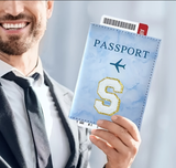 Fashion Initial Letter Passport Holder Stylish Travel Wallet Cover with Alphabet Pattern – Design E - Front View