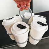 Portable 6-Cup Drink Carrier Foldable Reusable Coffee Tray Holder Grey for Parties Camping & Office Runs