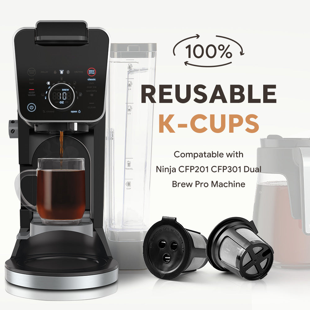 Reusable K-Cup Coffee Pod Filter for Ninja Dual Brew Coffee Makers Triple Hole Capsule Shell UA2227