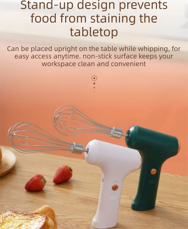 Compact Electric Handheld Egg Whisk Multi-Function Automatic Cream Whipper and Food Mixer J-7 White Single Head 1-Speed