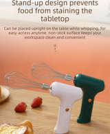 Compact Electric Handheld Egg Whisk Multi-Function Automatic Cream Whipper and Food Mixer J-7 White Single Head 1-Speed - Side View