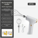 Compact Electric Dual-Head Handheld Egg Whisk Multi-Function Automatic Cream Whipper and Food Mixer J-8 White 1-Speed