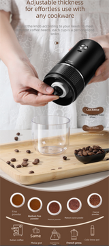 Portable Electric Coffee Grinder Wireless Rechargeable Burr Mill with Cleaning Brush Automatic Bean Grinder MDJ-13 Black - 45-Degree Angle