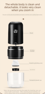Portable Electric Coffee Grinder Wireless Rechargeable Burr Mill with Cleaning Brush Automatic Bean Grinder MDJ-13 Black - Extra Image