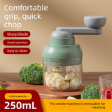 Manual Mini Garlic Chopper & Food Processor 250ml Portable Hand-Crank Mincer for Garlic, Meat, and Baby Food – Matcha Green