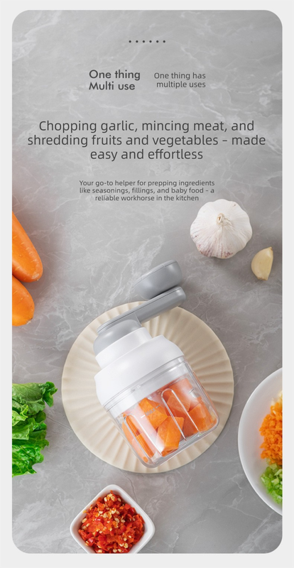 Manual Mini Garlic Chopper & Food Processor 250ml Portable Hand-Crank Mincer for Garlic, Meat, and Baby Food – Matcha Green
