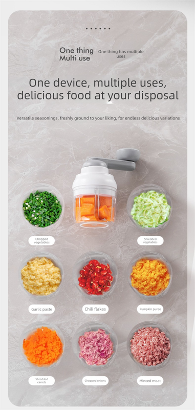 Manual Mini Garlic Chopper & Food Processor 250ml Portable Hand-Crank Mincer for Garlic, Meat, and Baby Food – Matcha Green