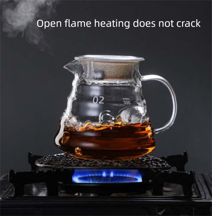 600ml Borosilicate Glass Coffee Server - Heat Resistant "Cloud" Pour Over Carafe with Lid - Large Drip Coffee Sharing Pot for Home & Office (2-4 Cups)