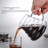 600ml Borosilicate Glass Coffee Server - Heat Resistant "Cloud" Pour Over Carafe with Lid - Large Drip Coffee Sharing Pot for Home & Office (2-4 Cups)