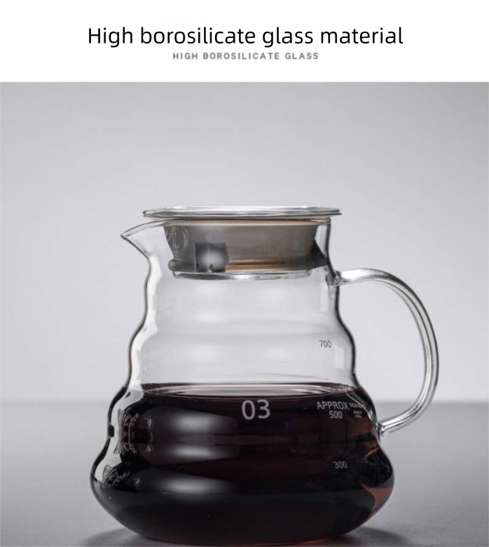 600ml Borosilicate Glass Coffee Server - Heat Resistant "Cloud" Pour Over Carafe with Lid - Large Drip Coffee Sharing Pot for Home & Office (2-4 Cups)