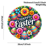 3 PCS Easter Wooden Hanging Signs Round Wall Decor Bunny and Egg Designs 20cm Front Door Plaque
