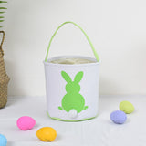 Personalised Easter Bunny Basket Hand-Embroidered Canvas Tote – Soft Green Bunny Ear Candy Bag & Storage Bucket
