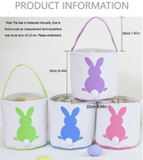 Personalised Easter Bunny Basket Hand-Embroidered Canvas Tote – Soft Green Bunny Ear Candy Bag & Storage Bucket