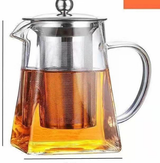 550ml Heat Resistant Glass Teapot with 304 Stainless Steel Infuser Thickened Square Base Loose Leaf Tea Maker for Home Office