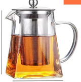 750ml Heat Resistant Glass Teapot with 304 Stainless Steel Infuser Thickened Square Base Loose Leaf Tea Maker for Home Office
