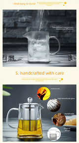750ml Heat Resistant Glass Teapot with 304 Stainless Steel Infuser Thickened Square Base Loose Leaf Tea Maker for Home Office - Top-Down View