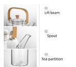 1000ml Heat Resistant Glass Teapot with Bamboo Handle and Glass Infuser Loose Leaf Tea Maker for Home