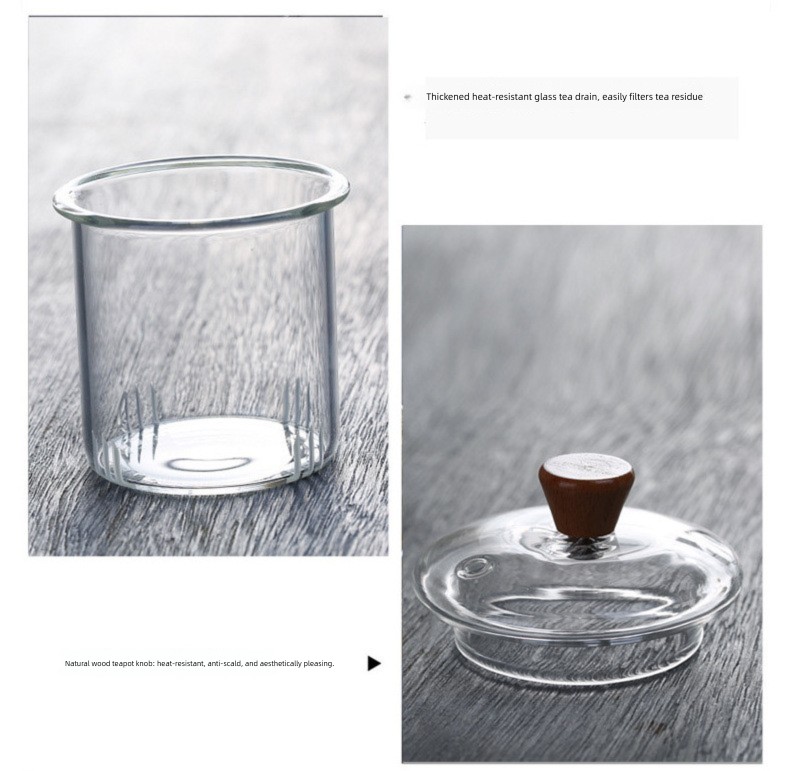 1000ml Heat Resistant Glass Teapot with Bamboo Handle and Glass Infuser Loose Leaf Tea Maker for Home