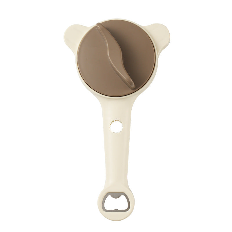 4-in-1 Adjustable Jar Opener Multi-Functional Bottle Lid Remover Labor-Saving Kitchen Tool Khaki