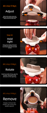 4-in-1 Adjustable Jar Opener Multi-Functional Bottle Lid Remover Labor-Saving Kitchen Tool Khaki - Close-Up Angle