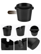 Compact Espresso Knock Box Angled Coffee Grounds Waste Bin with Anti-Slip Base and Rubber Bar for Home Baristas