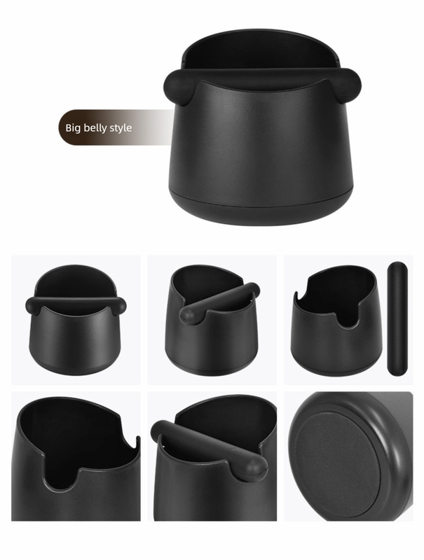 Wide Base Espresso Knock Box Coffee Grounds Waste Bin with Anti-Slip Pad and Rubber Bar for Home Baristas