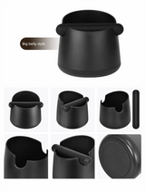Wide Base Espresso Knock Box Coffee Grounds Waste Bin with Anti-Slip Pad and Rubber Bar for Home Baristas