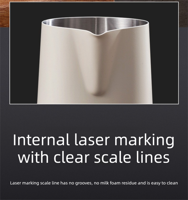 350ml Stainless Steel Milk Frothing Pitcher Pointed Spout Steaming Jug with Measurement Marks for Latte Art Home Baristas White