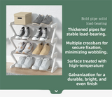 Grey Stable Z-Shaped 4-Tier Shoe Rack(51x45CM) - Waterproof Cloth & Sturdy Steel Pipe, Easy Assembly & Space Saving for Dormitory & Small Apartments - Side View