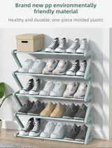 Pink Stable Z-Shaped 4-Tier Shoe Rack(51x45CM) - Waterproof Cloth & Sturdy Steel Pipe, Easy Assembly & Space Saving for Dormitory & Small Apartments - Top-Down View