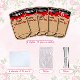 50PCS Valentine's Day Drift Bottle Shaped Gift Card Set - Premium Coated Paper Greeting Card for Family / School Exchanges and Party Favors