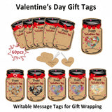 60PCS Valentine's Day Drift Bottle Shaped Gift Card Set - Premium Coated Paper Greeting Card for Family / School Exchanges and Party Favors