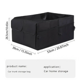 Heavy-Duty Foldable Car Trunk Organizer with Handles - Large Capacity Cargo Storage Box for Groceries & Gear (53x39x26.5 CM) - Front View