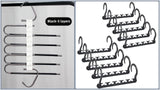 5-Tier Black Stainless Steel Pants Rack and 10-Pack Magic Cascading Hangers Set - Space-Saving Closet Organizer Kit
