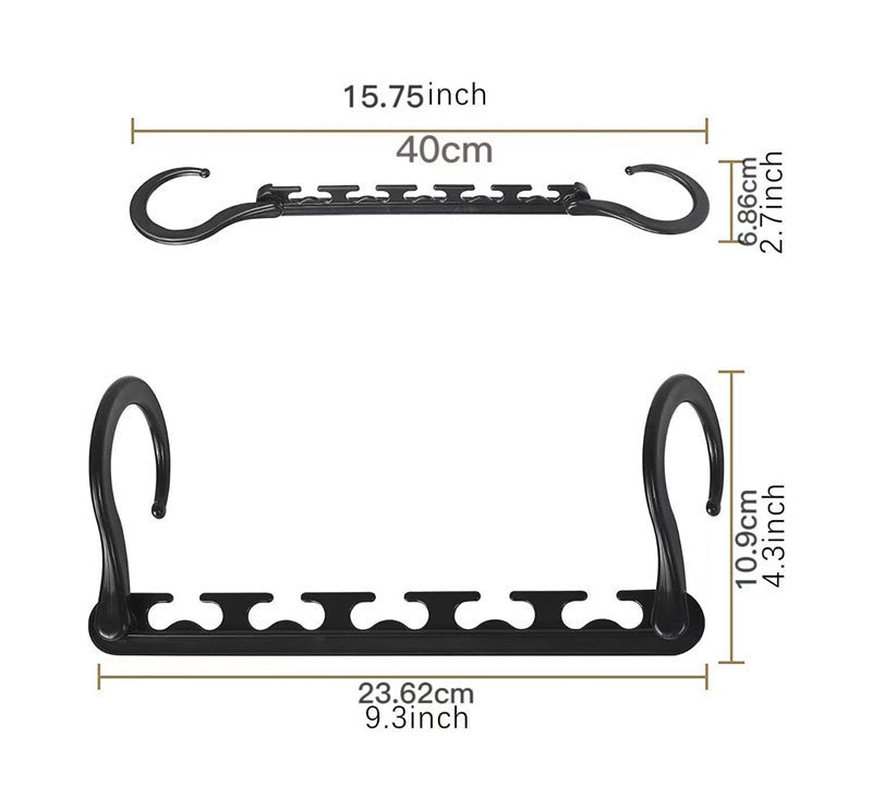 5-Tier Black Stainless Steel Pants Rack and 10-Pack Magic Cascading Hangers Set - Space-Saving Closet Organizer Kit